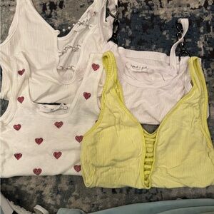 LF Cream Sleeveless Crop Top with Tie Front